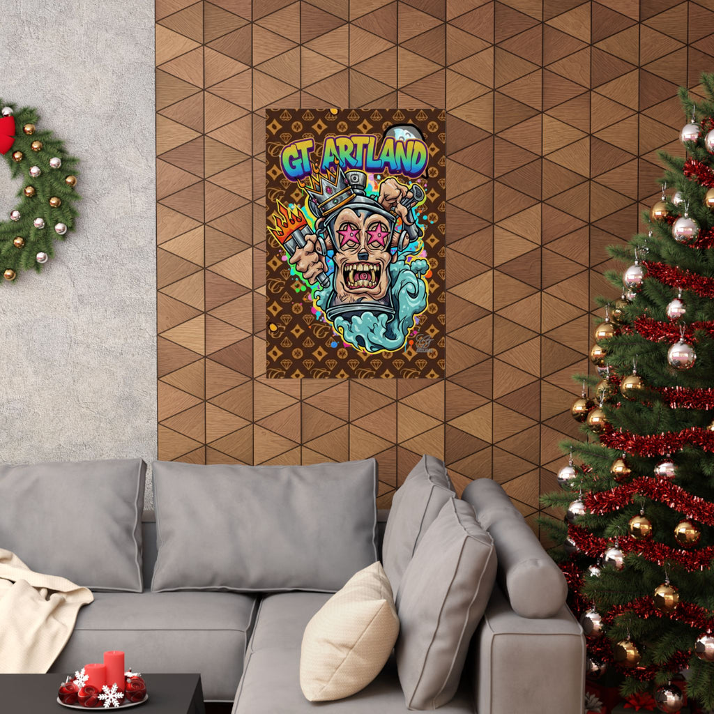 Graffiti King Skull Matte Vertical Poster | Urban Street Art, Colorful Illustration by GT Artland