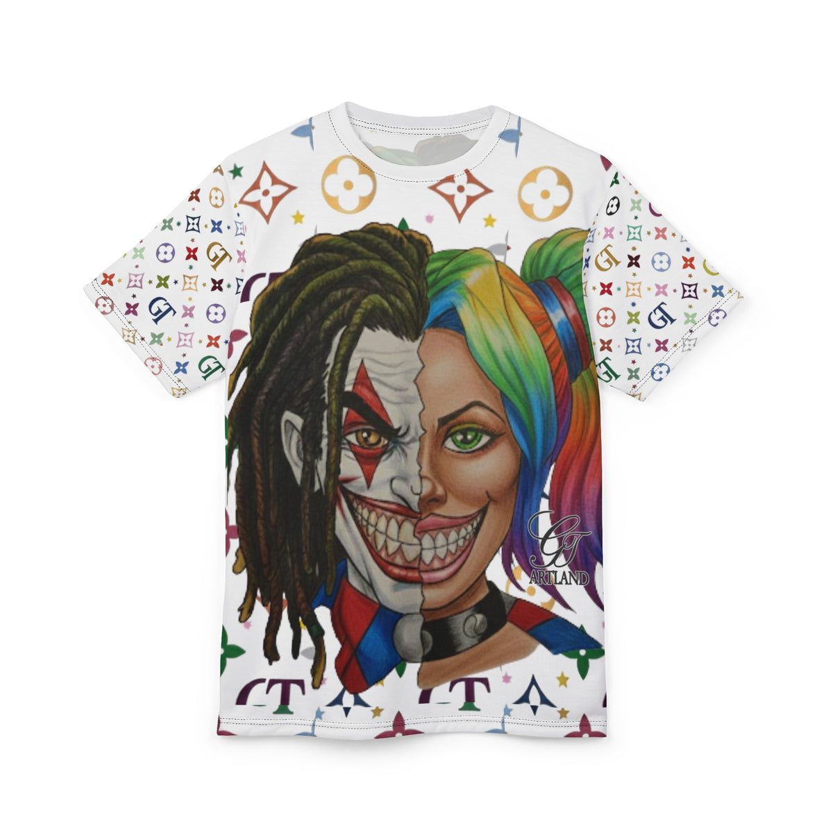 Psycho Drama Clown Vixen 2 Split Faced Designer Unisex Cut & Sew Tee by GT Artland