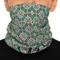 Green Geometric Pattern Neck Gaiter with Monogram "G" by GT Artland