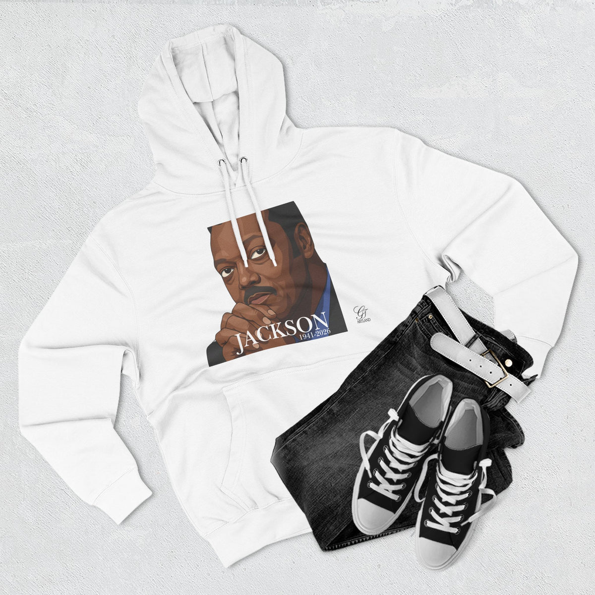 Portrait Illustration Hoodie | 'Jackson' Text Graphic