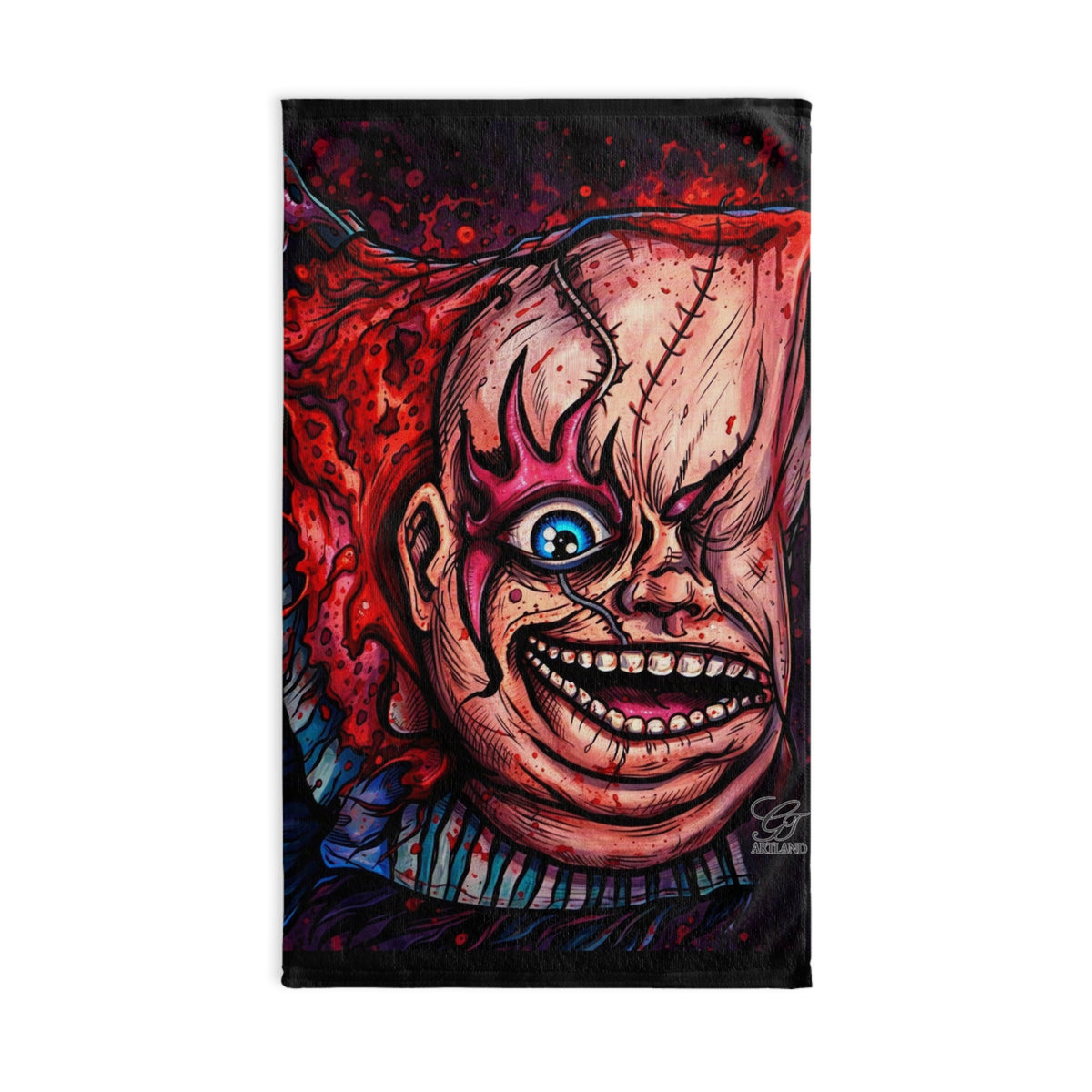 Playtimes Over Horror Scary Doll Designer Hand Towel by GT Artland