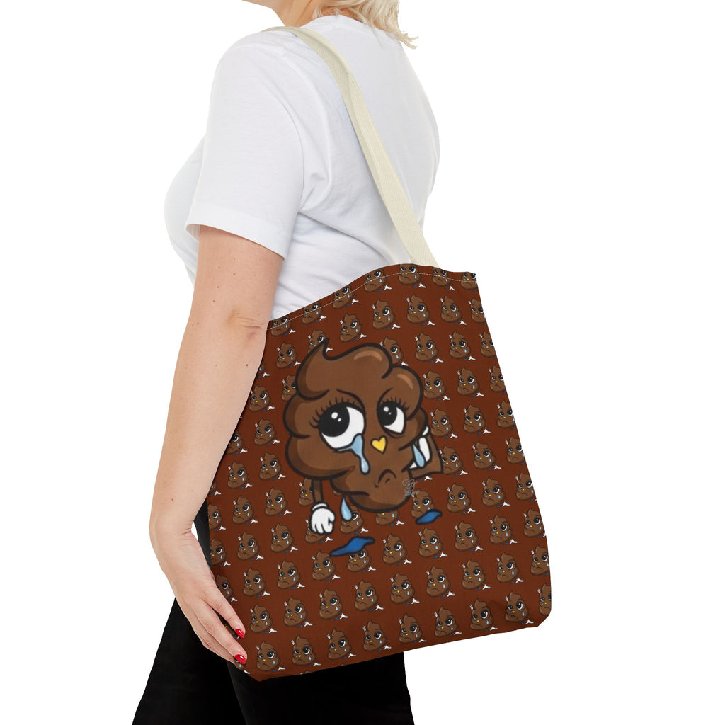 Glizzee Cute Poop Character Tote Bag | All Over Print Cartoon Pattern by GT Artland