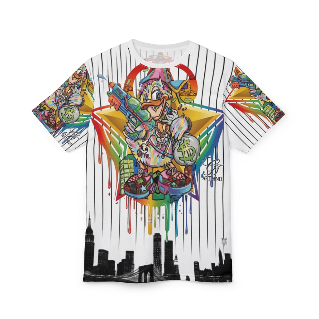 Graffiti Money Duck Tee | All-Over Print Urban Skyline by GT Artland