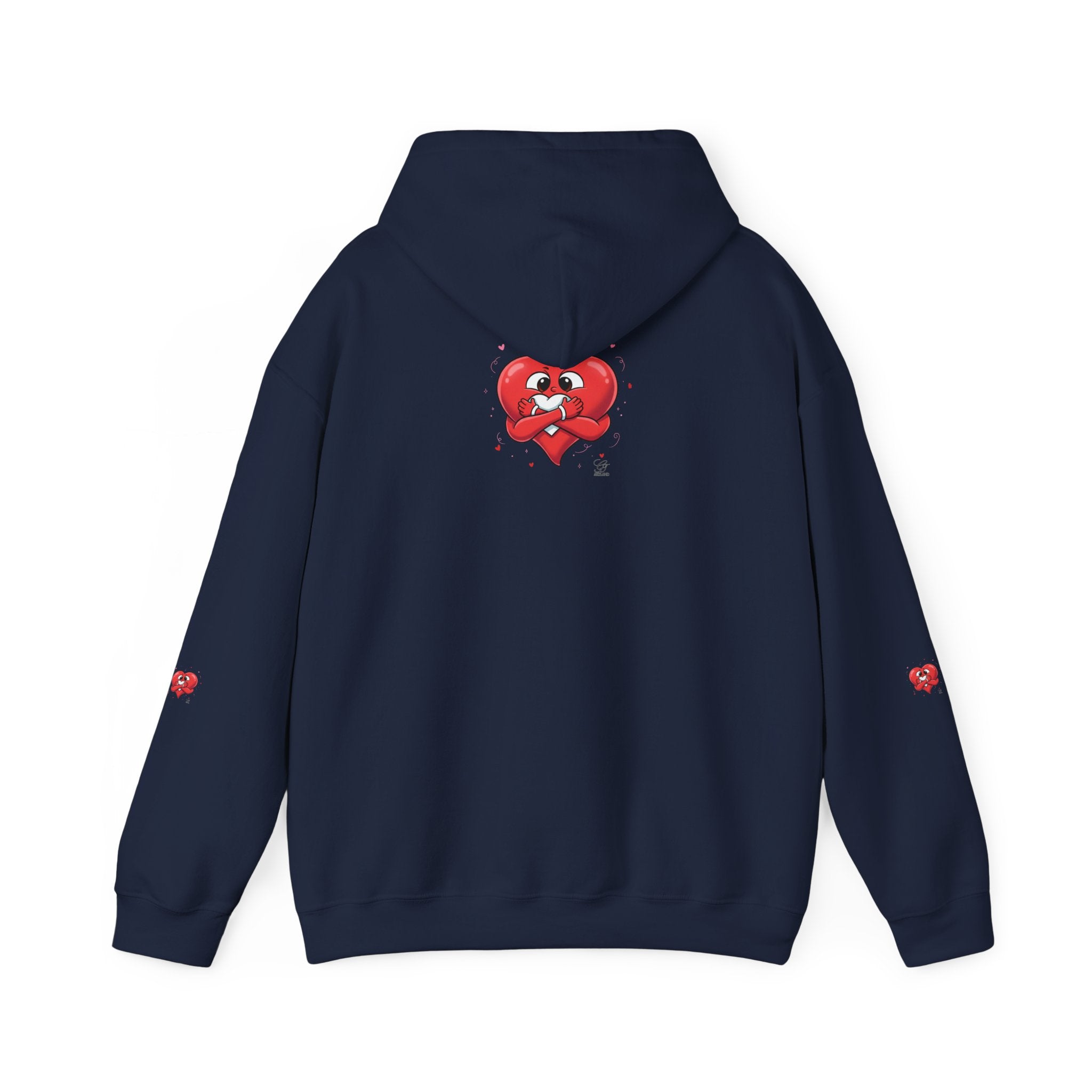 Graphic Heart Unisex Heavy Blend Hooded Sweatshirt | Red Heart Cartoon Sweatshirt