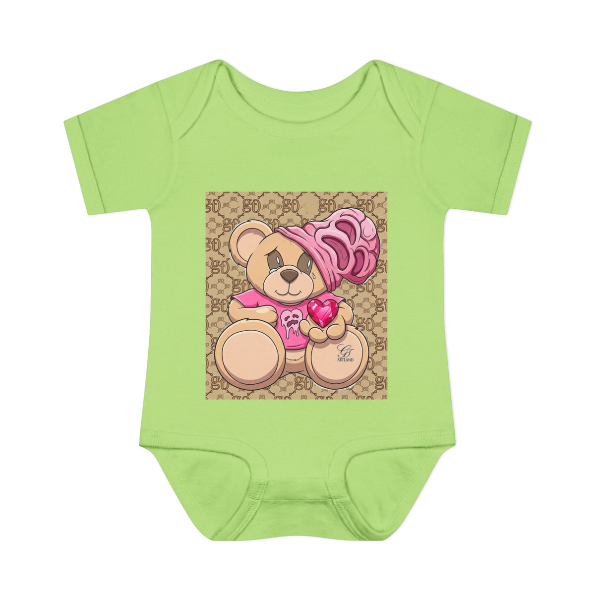 Pink Heart Teddy Bear Infant Bodysuit by GT Artland