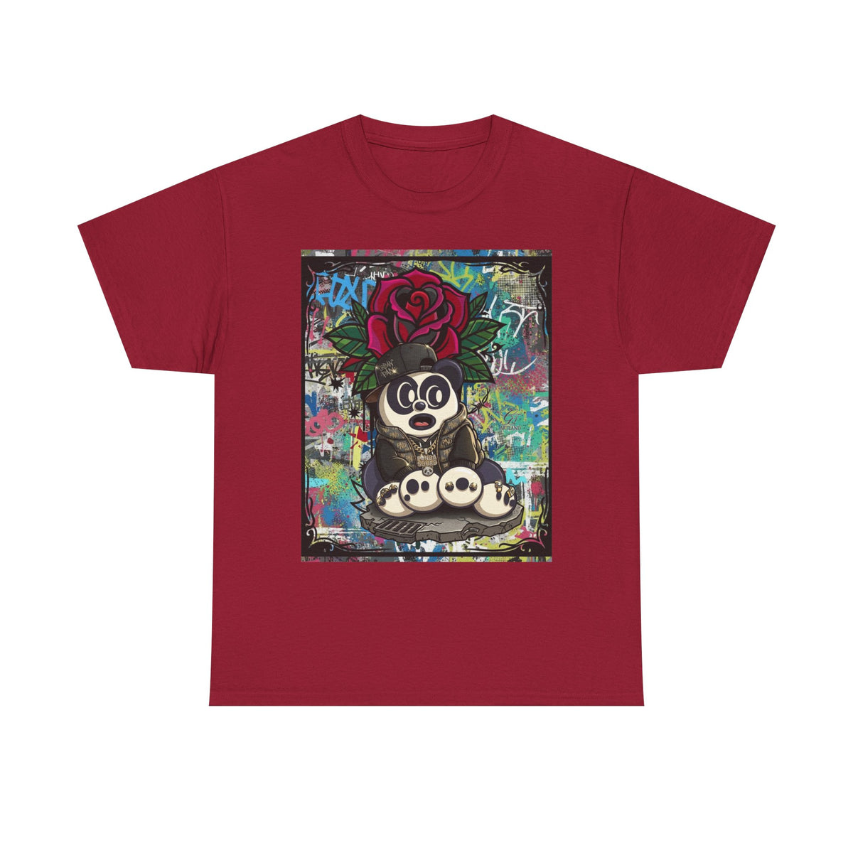 Panda with Rose Tee | Graffiti Street Art Panda T-Shirt by GT Artland
