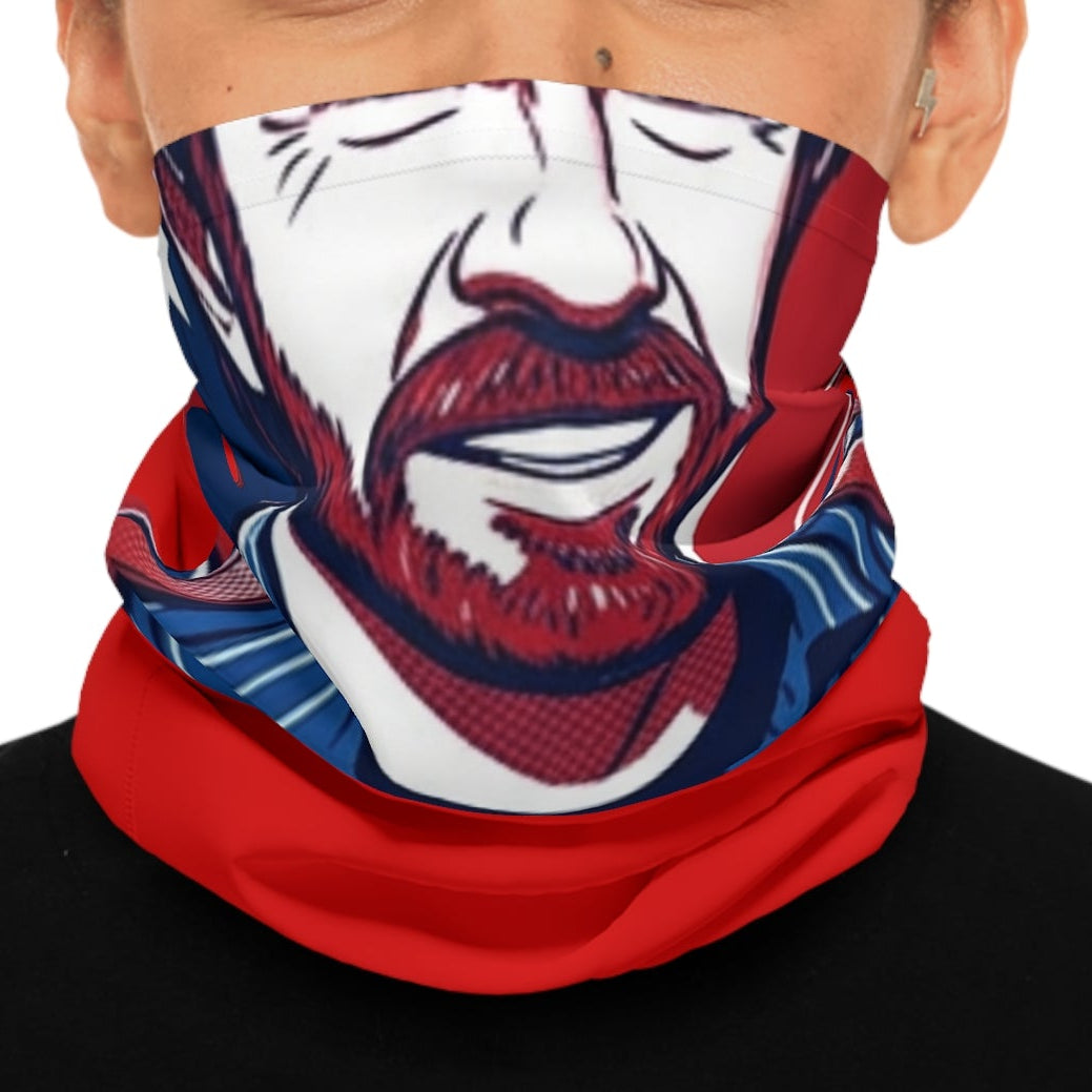 Norris Mustache Karate Fighter Designer Print Midweight Neck Gaiter Face Covering by GT Artland