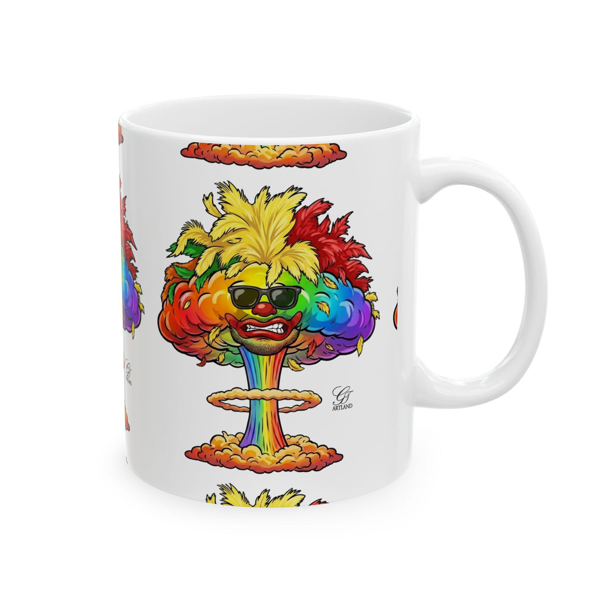 Rainbow Mushroom Cloud Mug | Psychedelic Explosion Ceramic Mug by GT Artland