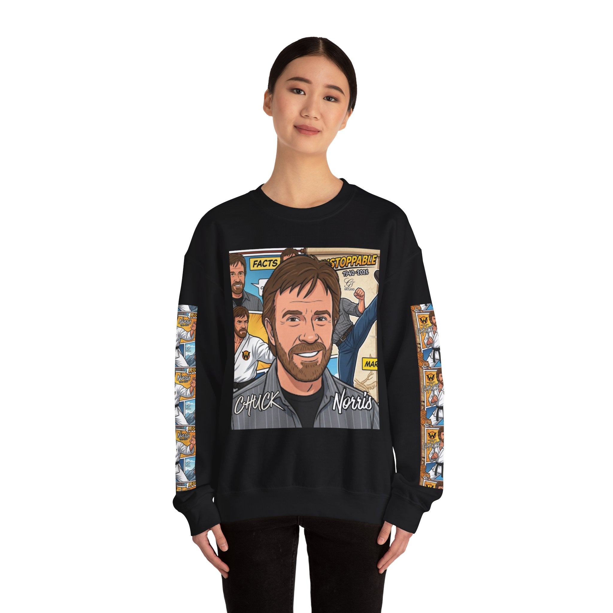 Chuck Norris Toon Urban Retro Martial Arts Legend Crewneck Sweatshirt