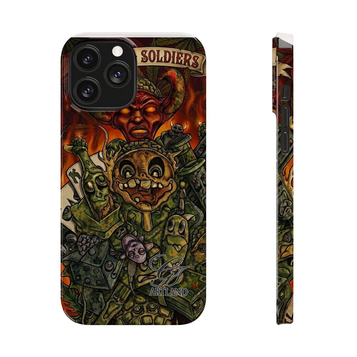 Devils Army Illustration Slim Phone Case | Horror Soldier Art by GT Artland