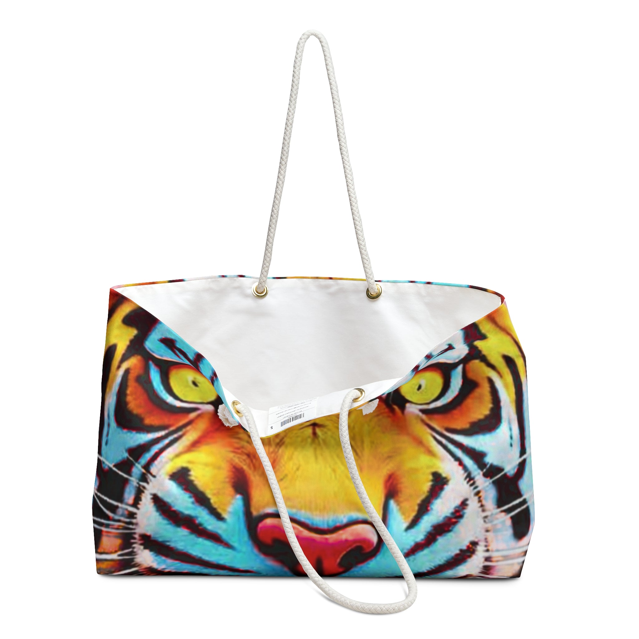 Exotic Neon King Tiger Designer Weekender Bag | Vibrant Animal Tote by GT Artland