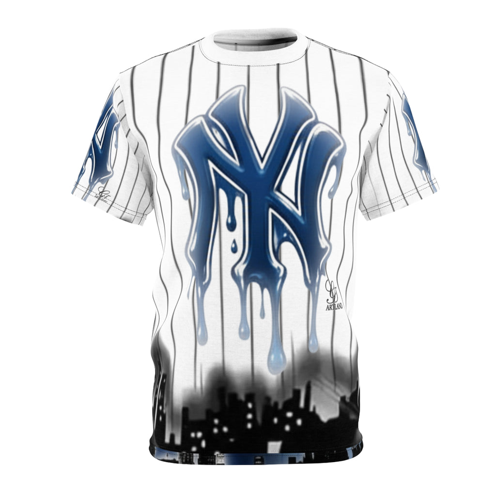 NY yank drip  designer jersey style personalized name and number Baseball Pinstripe Shirt by GT Artland