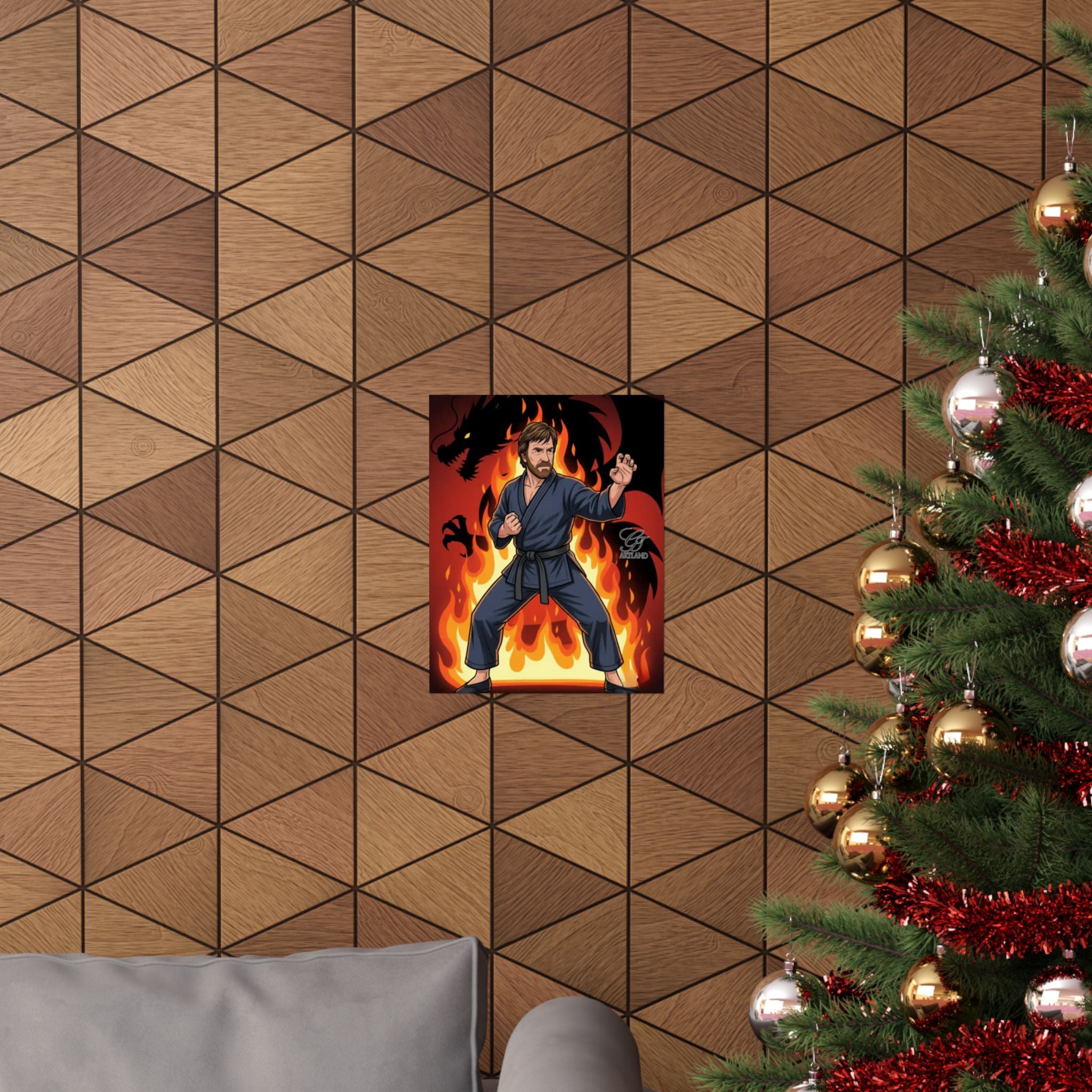 Martial Arts Master Poster | Matte Vertical Poster, Karate Dragon Flames