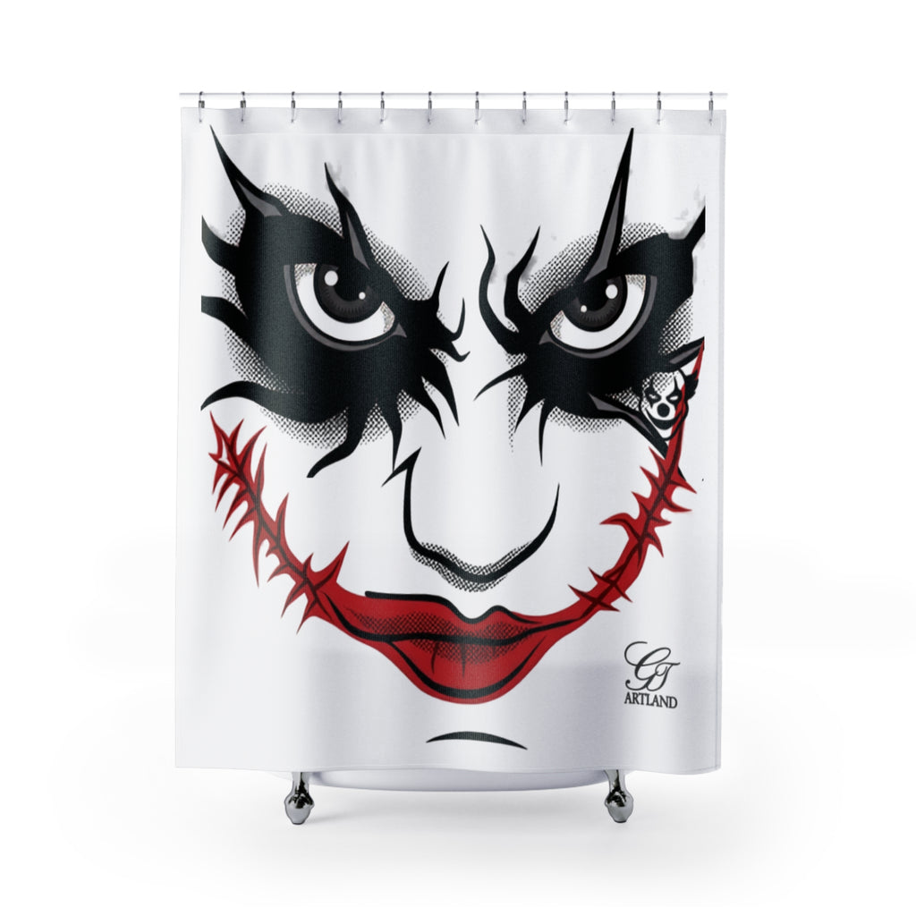 Clown Face Halloween Dark Horror Designer Shower Curtain Bathroom Decor by GT Artland