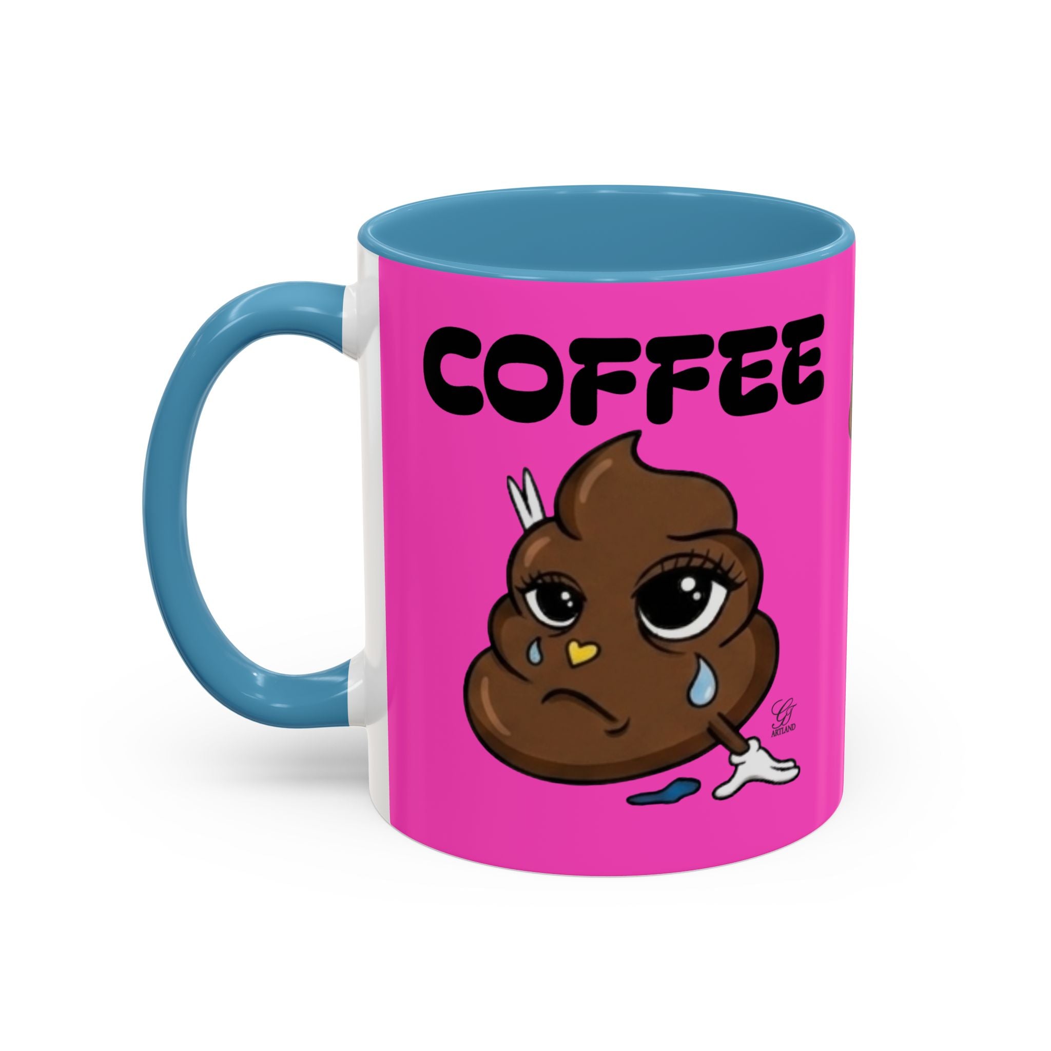 Coffee Mug — Pink 'Coffee' Sad Poop Emoji Accent Ceramic Mug (11/15oz) by GT Artland