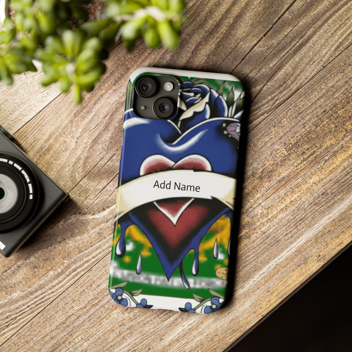 Blue Rose Garden Urban Styled Illustration Slim Phone Case |  by GT Artland