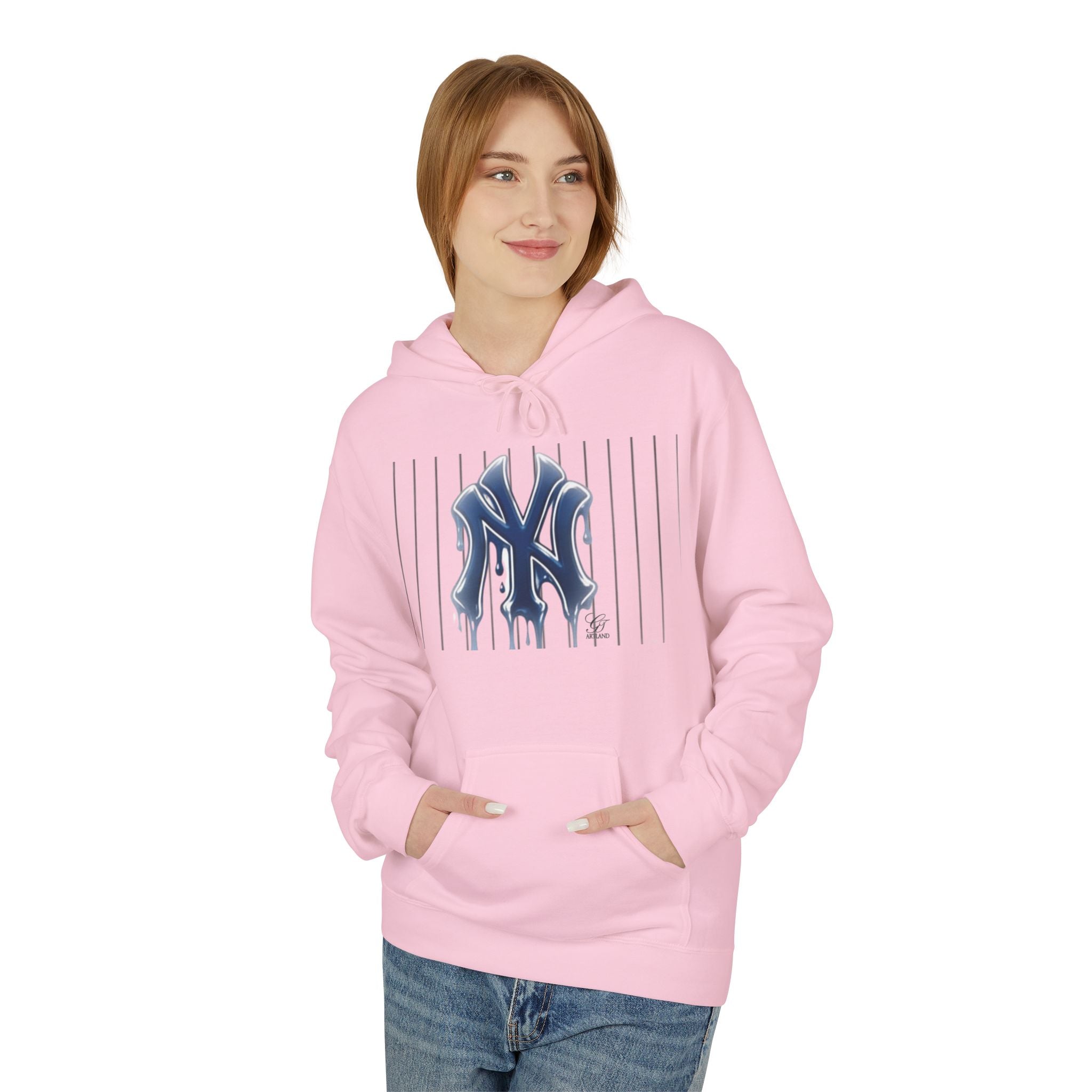 Dripping NY Fan Gear Logo Hoodie | Baseball Pinstripe Streetwear by GT Artland