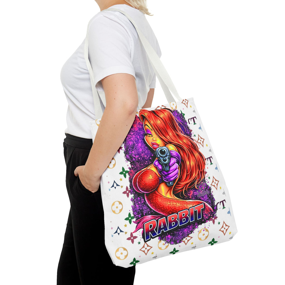 Rabbit Pin-Up Tote Bag – Retro Femme Fatale by GT Artland