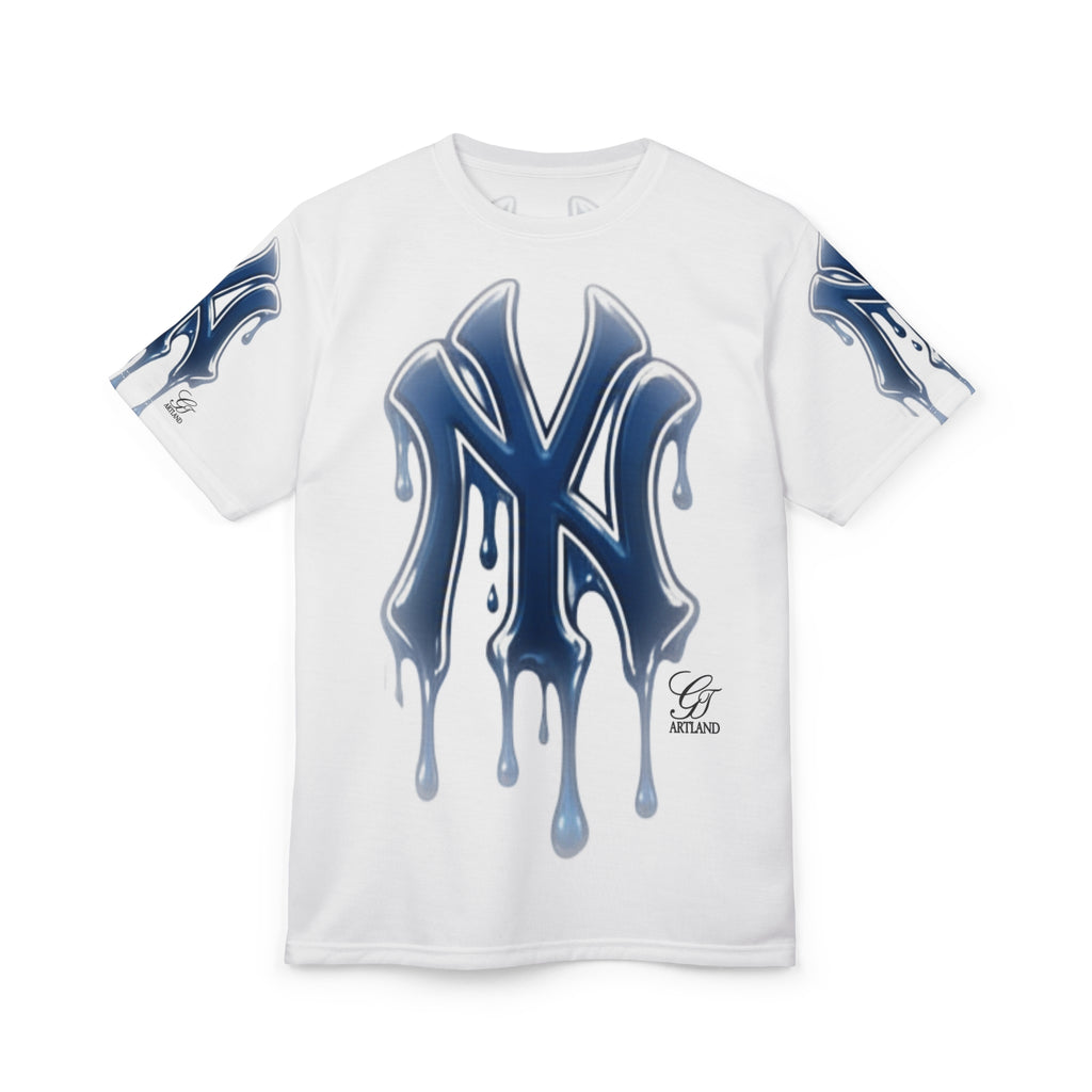 Yank Fan Gear Dripping NYC Logo T-Shirt | All-Over Print Tee by GT Artland