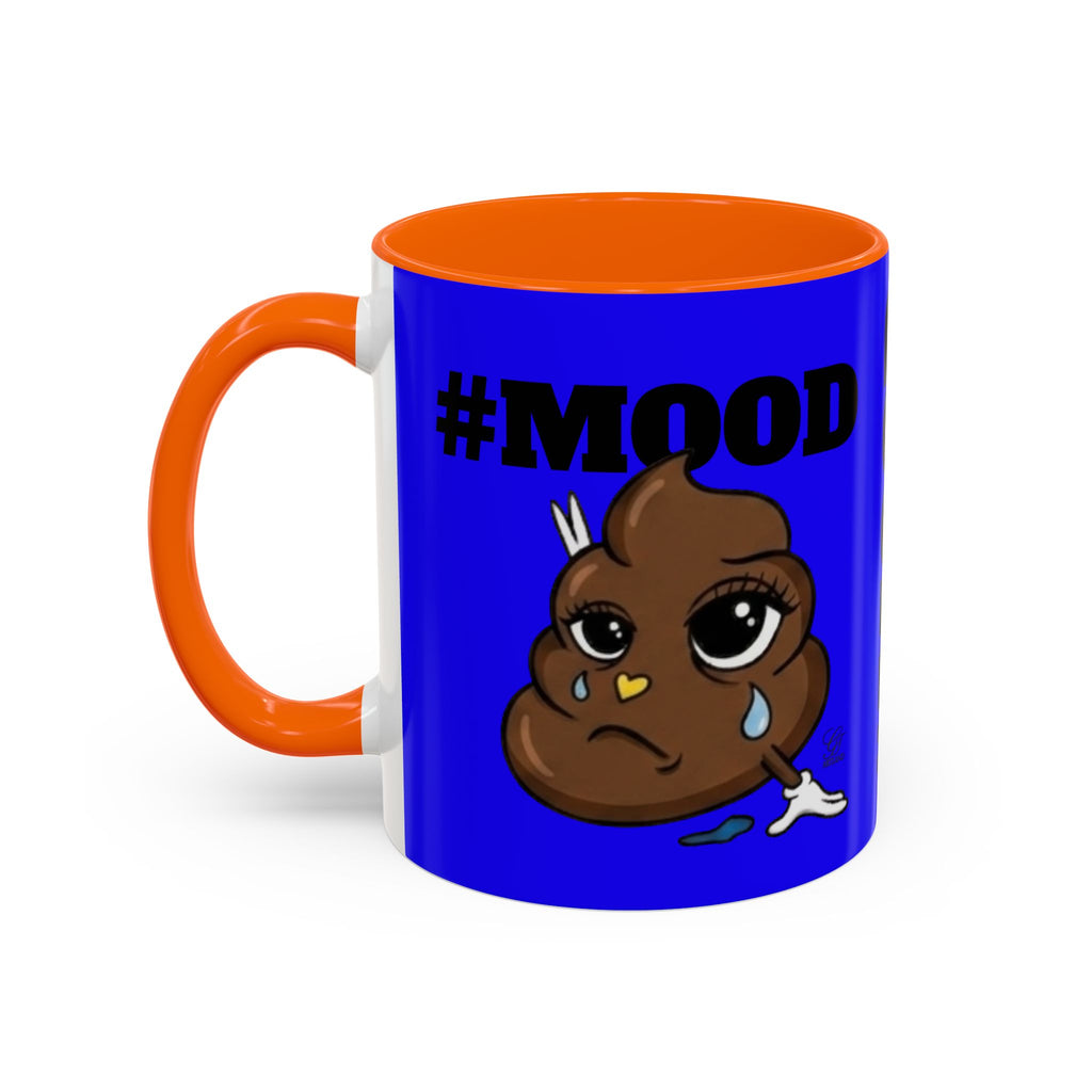#MOOD Poop Emoji Retro Blue Accent Coffee Mug – Funny Blue 11/15oz Gift by GT Artland