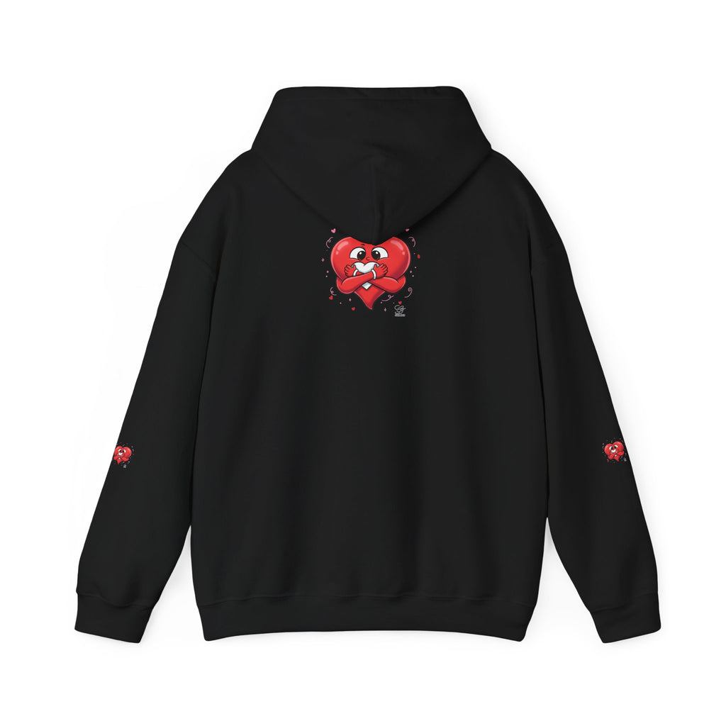 Graphic Heart Unisex Heavy Blend Hooded Sweatshirt | Red Heart Cartoon Sweatshirt
