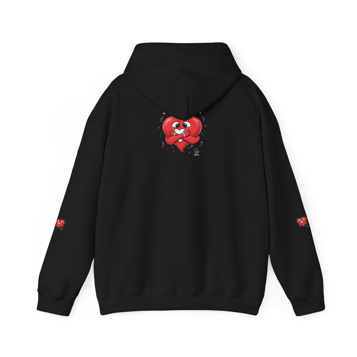 Graphic Heart Unisex Heavy Blend Hooded Sweatshirt | Red Heart Cartoon Sweatshirt