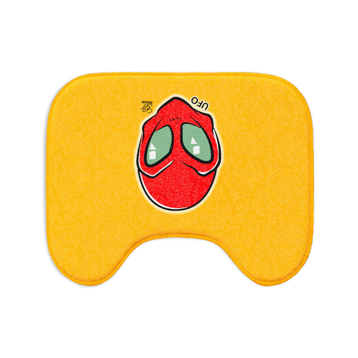 Blood Red UFO Alien with Golden Background Designer 3-Piece Bath Mat Set by GT Artland