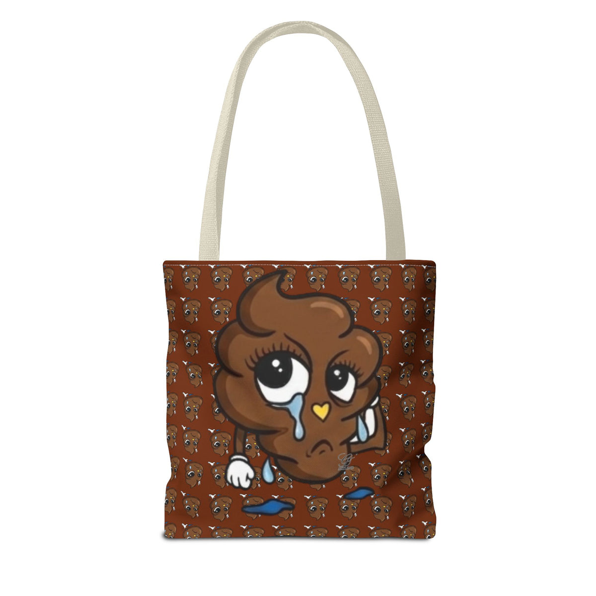 Glizzee Cute Poop Character Tote Bag | All Over Print Cartoon Pattern by GT Artland