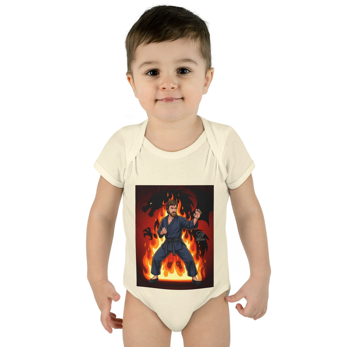 Flame Ninja Infant Bodysuit | Dragon Fire Martial Arts Baby Onesie