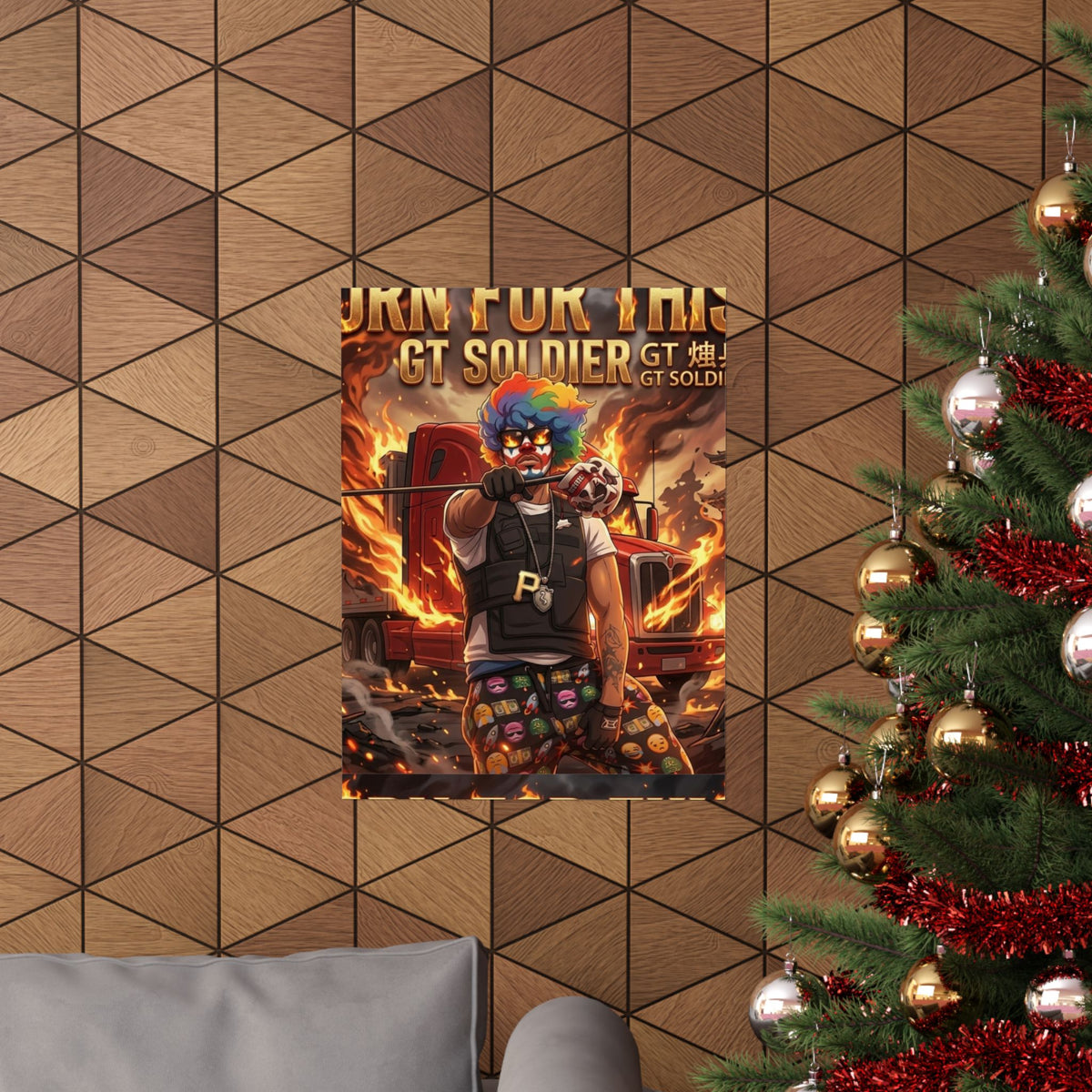 GT Soldier Clown Poster — Fiery Gamer Art Matte Vertical Print by GT Artland