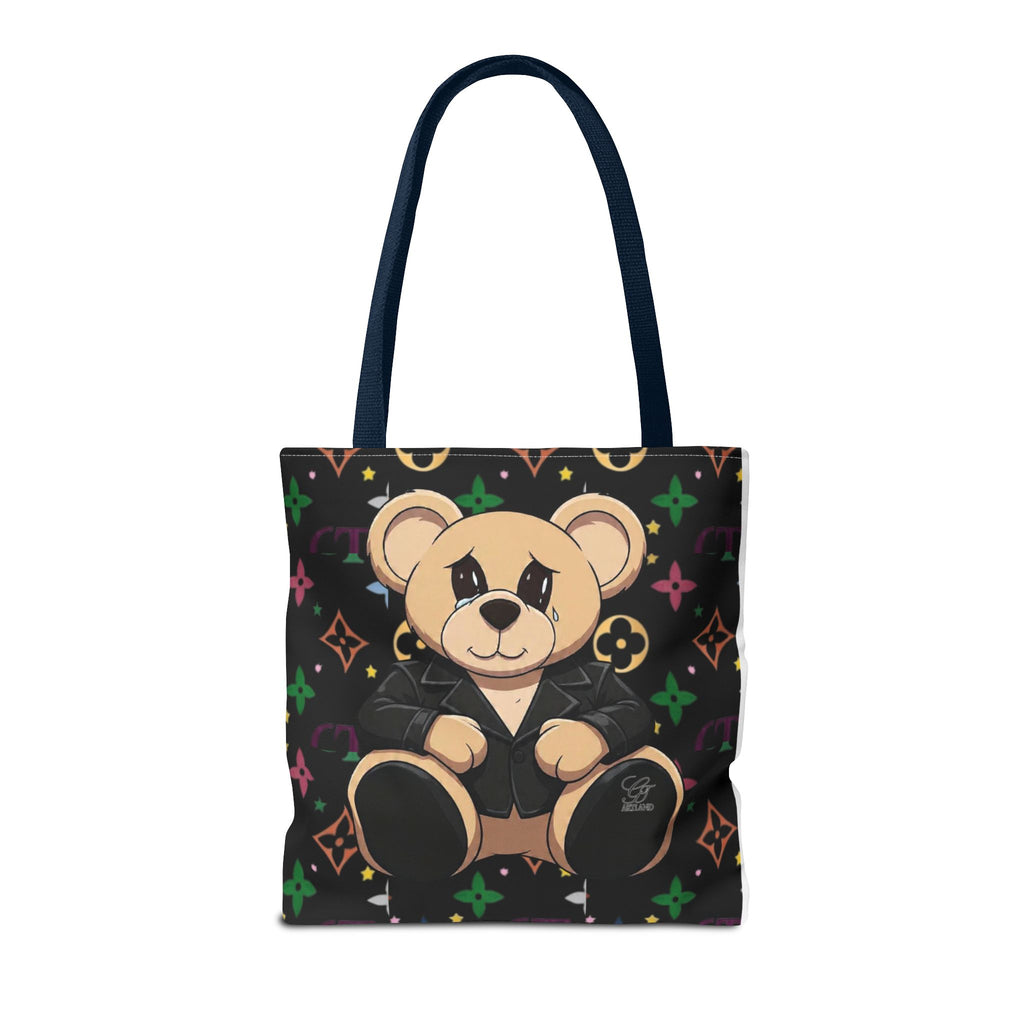 Elite Black Urban Designer Teddy Bear Monogram Tote Bag by GT Artland