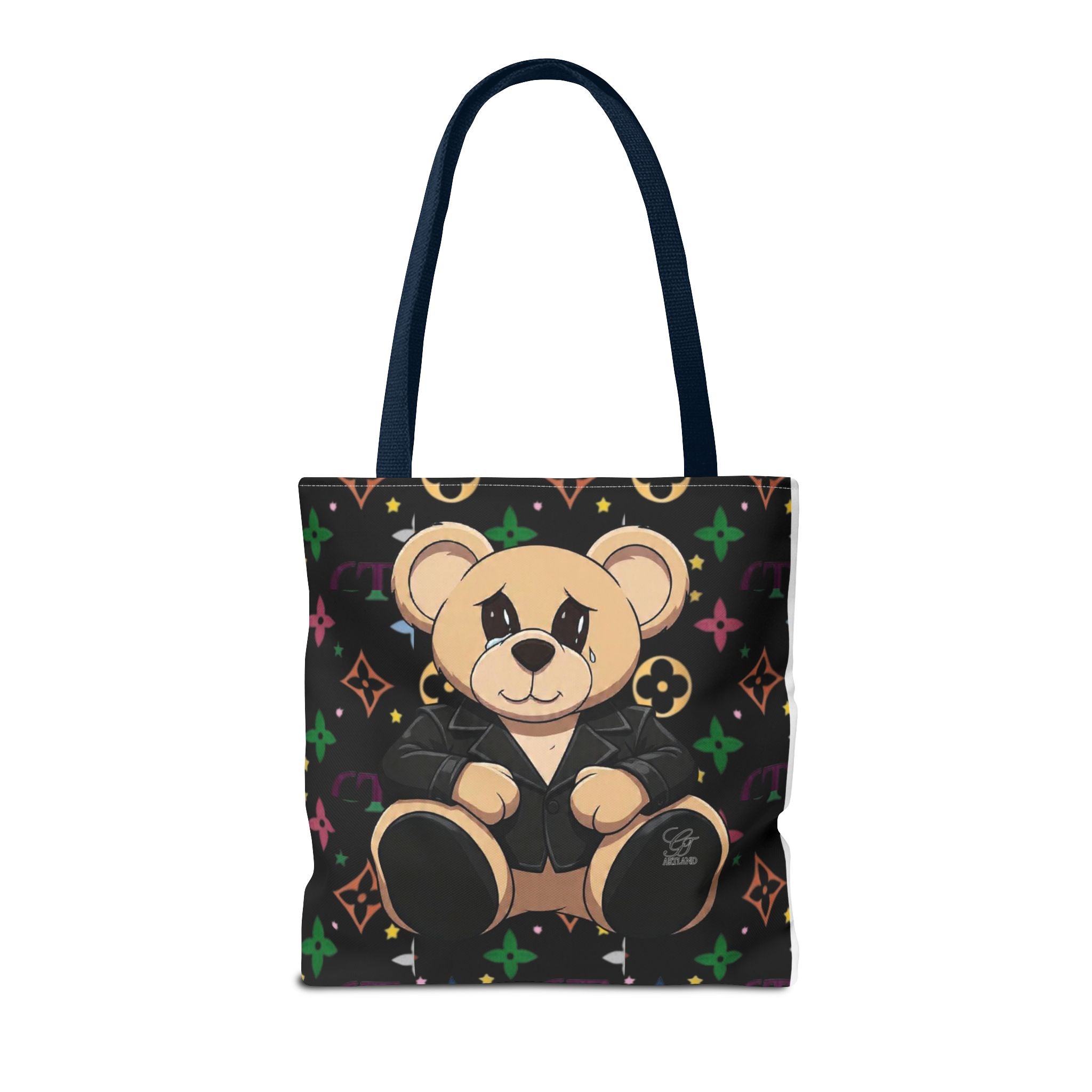 Elite Black Urban Designer Teddy Bear Monogram Tote Bag by GT Artland
