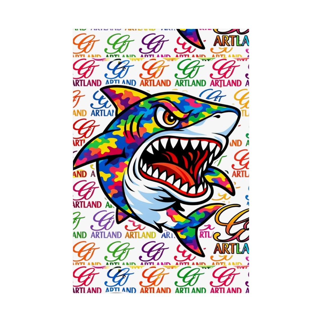 Colorful Rainbow Killa Shark Matte Poster – Bold Ocean Wall Art by GT Artland