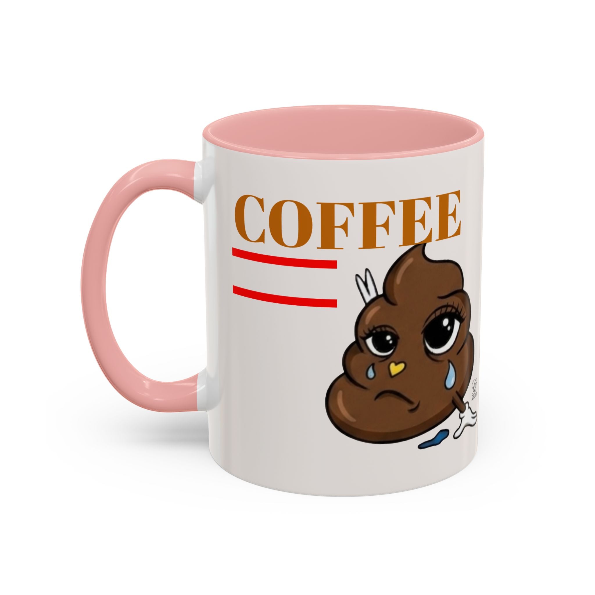Coffee Mug — Sad Coffee Poop Emoji Designer Toon Accent Mug (11/15oz) by GT Artland