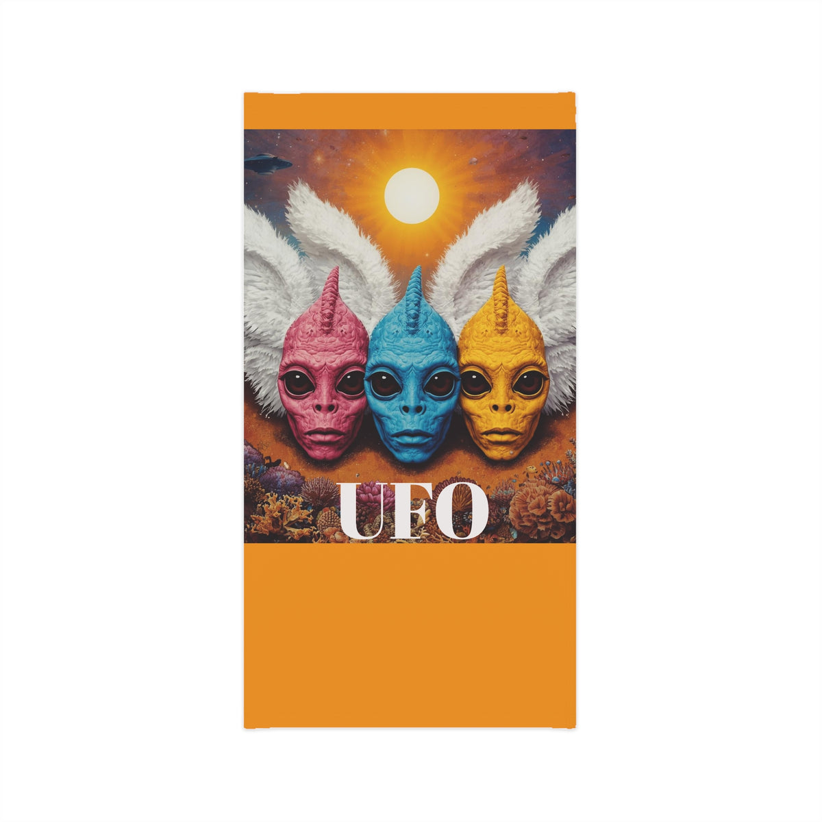 Triple Alien Heads UFO neck gaiter | colorful extraterrestrial face print