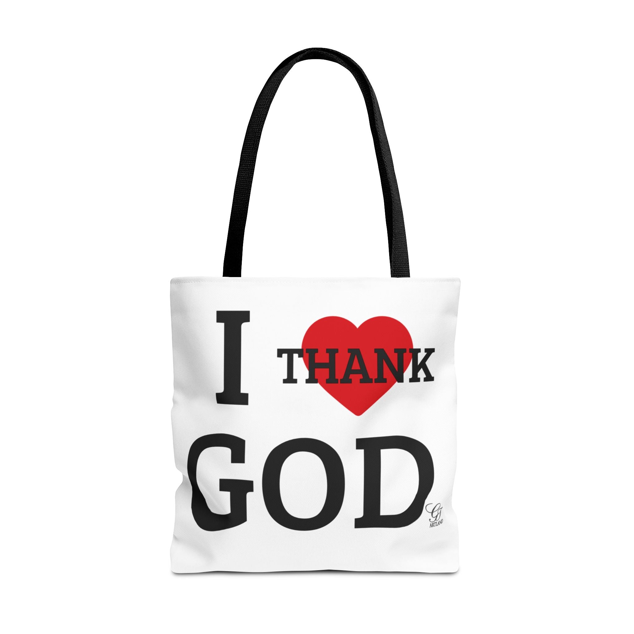 I Thank God Heart Designer Fashion Tote Bag by GT Artland