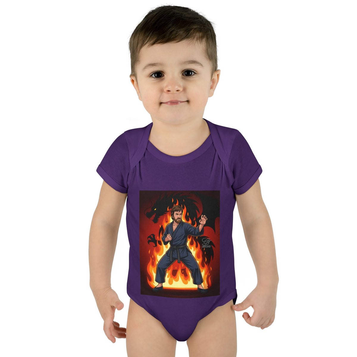 Flame Ninja Infant Bodysuit | Dragon Fire Martial Arts Baby Onesie