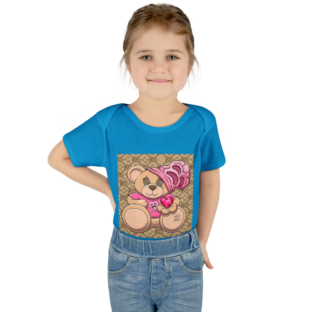 Pink Heart Teddy Bear Infant Bodysuit by GT Artland