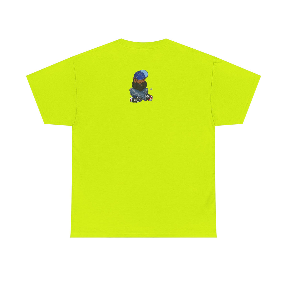 Ebony Sad Kid Illustration T-Shirt | Sitting Boy Graphic Tee b