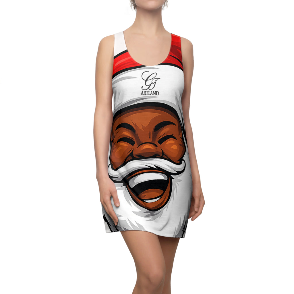 Joyful Santa Face Racerback Dress | Christmas All Over Print by GT Artland