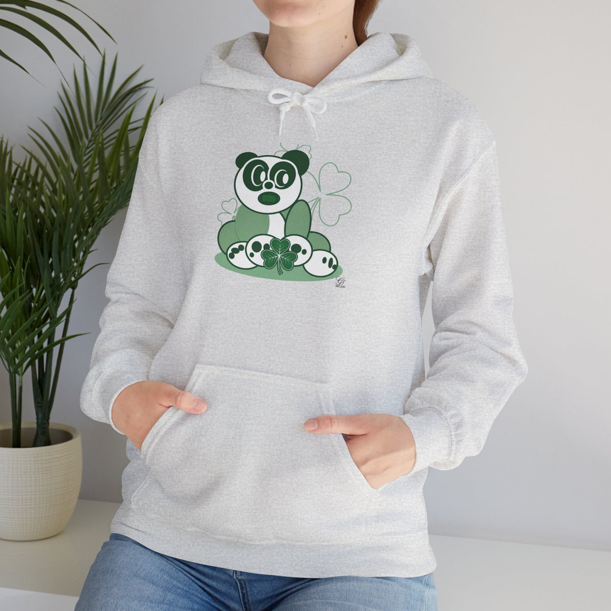 Green Panda with Bamboo Hoodie