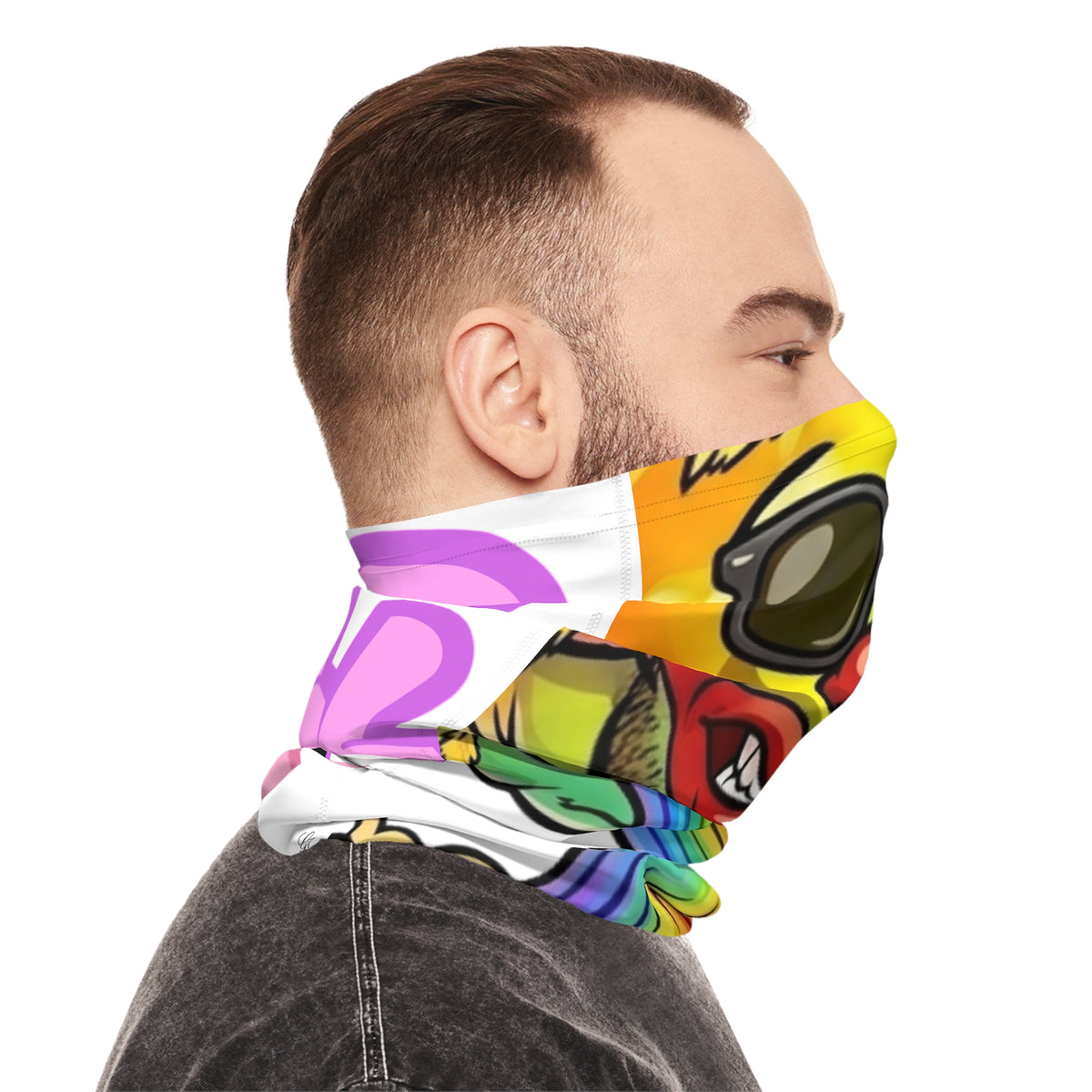 Rainbow Clown  GT Soldier Explosion Lightweight Neck Gaiter | Vibrant Graphic Face Tube by GT Artland