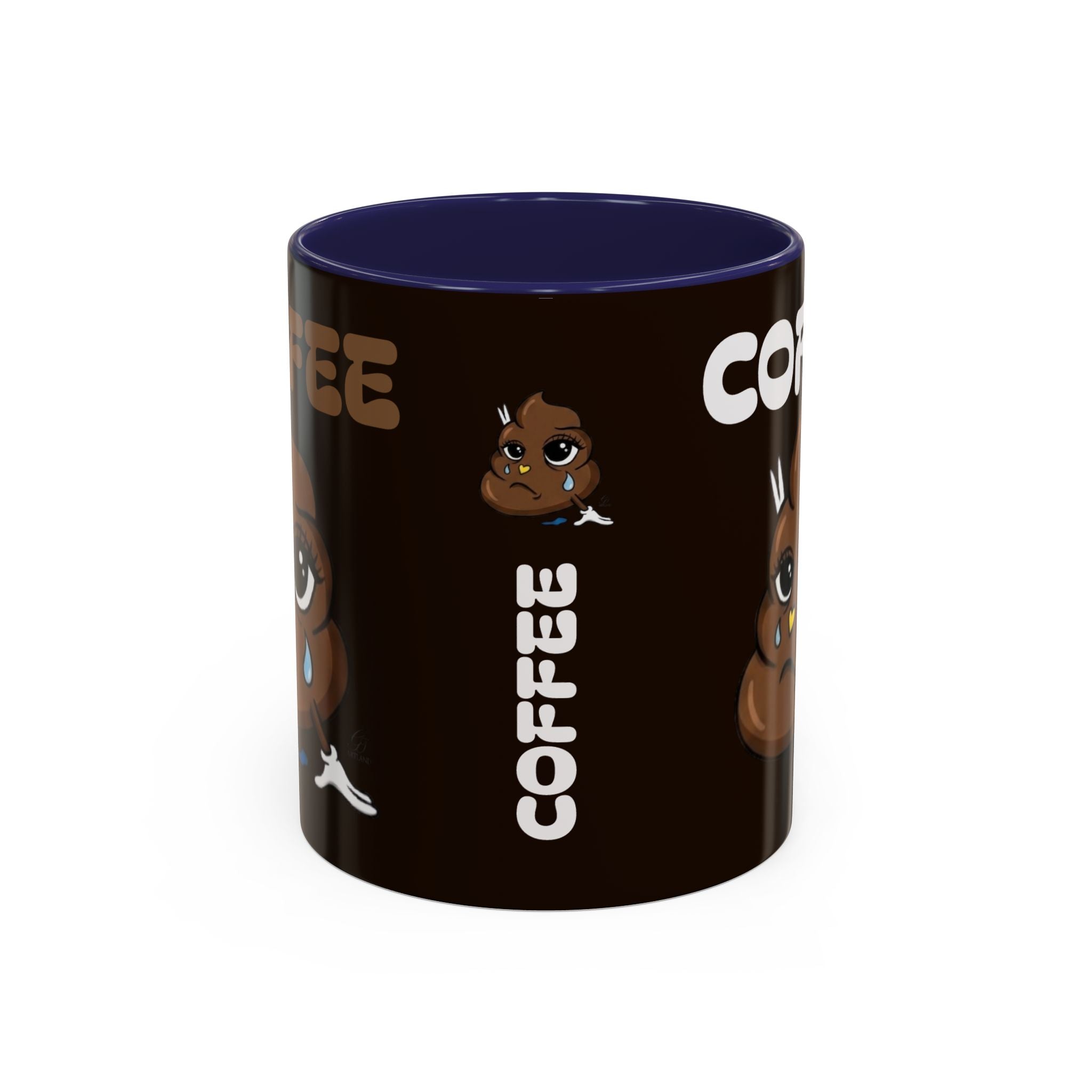 Coffee Mug — Cute Sad Poop Emoji with “COFFEE” Text Accent Mug by GT Artland