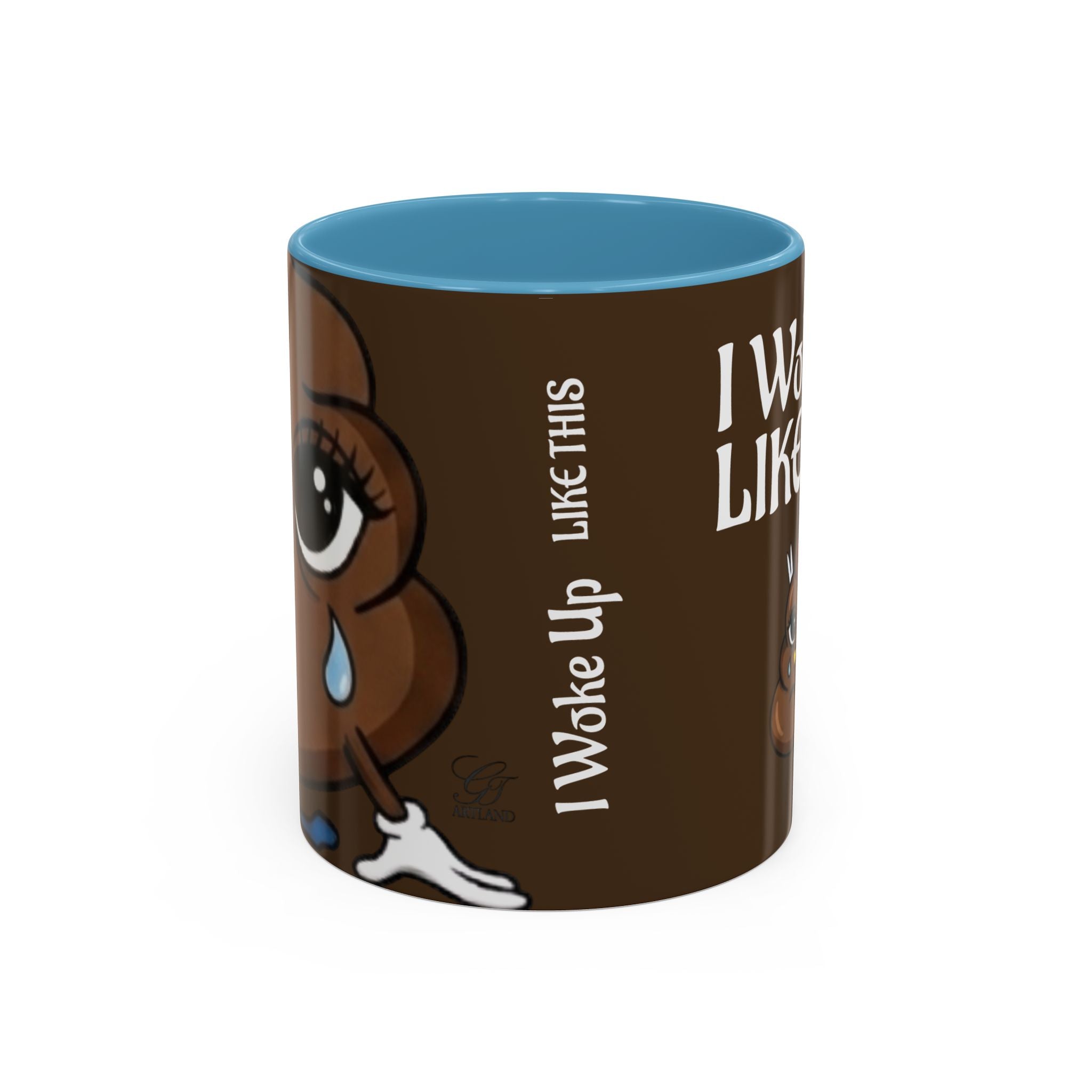 I Woke Up Like This Designer Collectors Coffee Mug — Funny Poop Emoji Accent Mug by GT Artland
