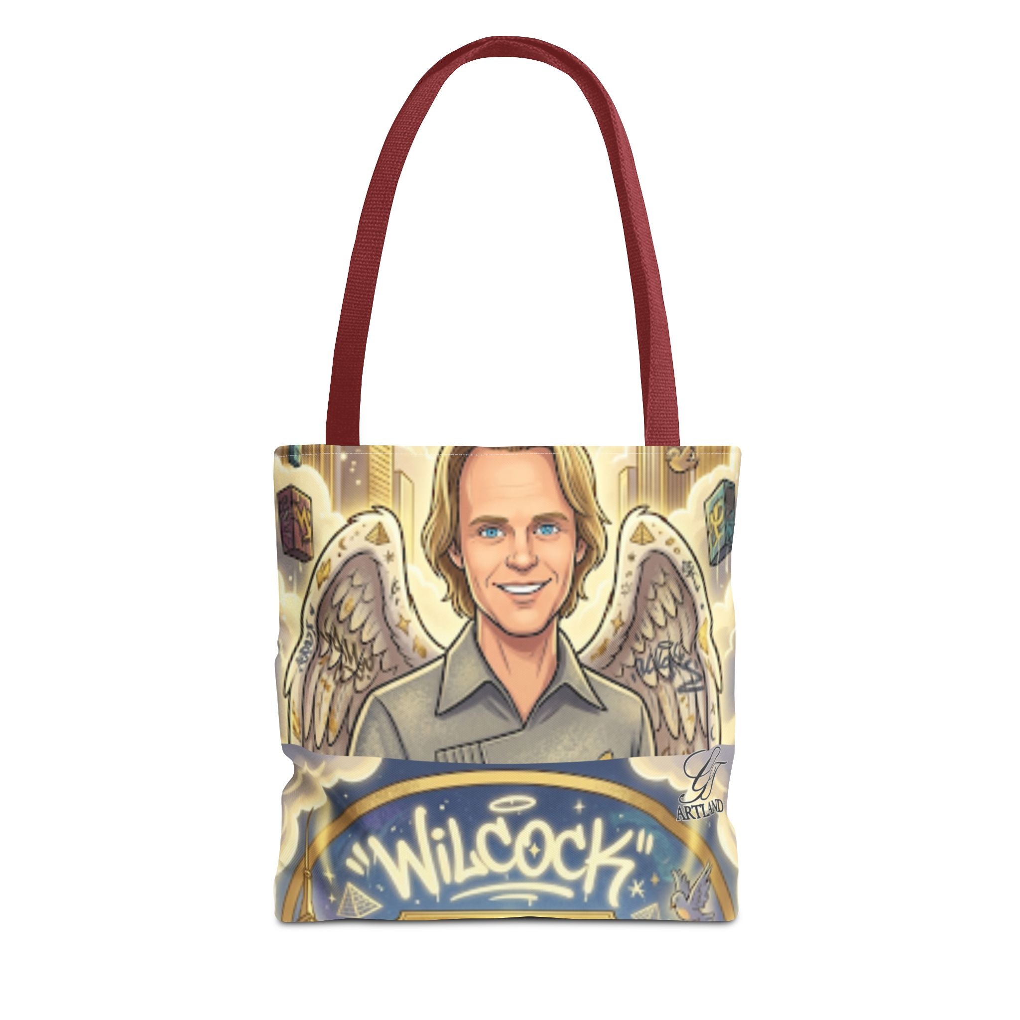 Wilcock Angel Wings Portrait Tote Bag – Illustrated Memorial/Tribute Carryall by GT Artland