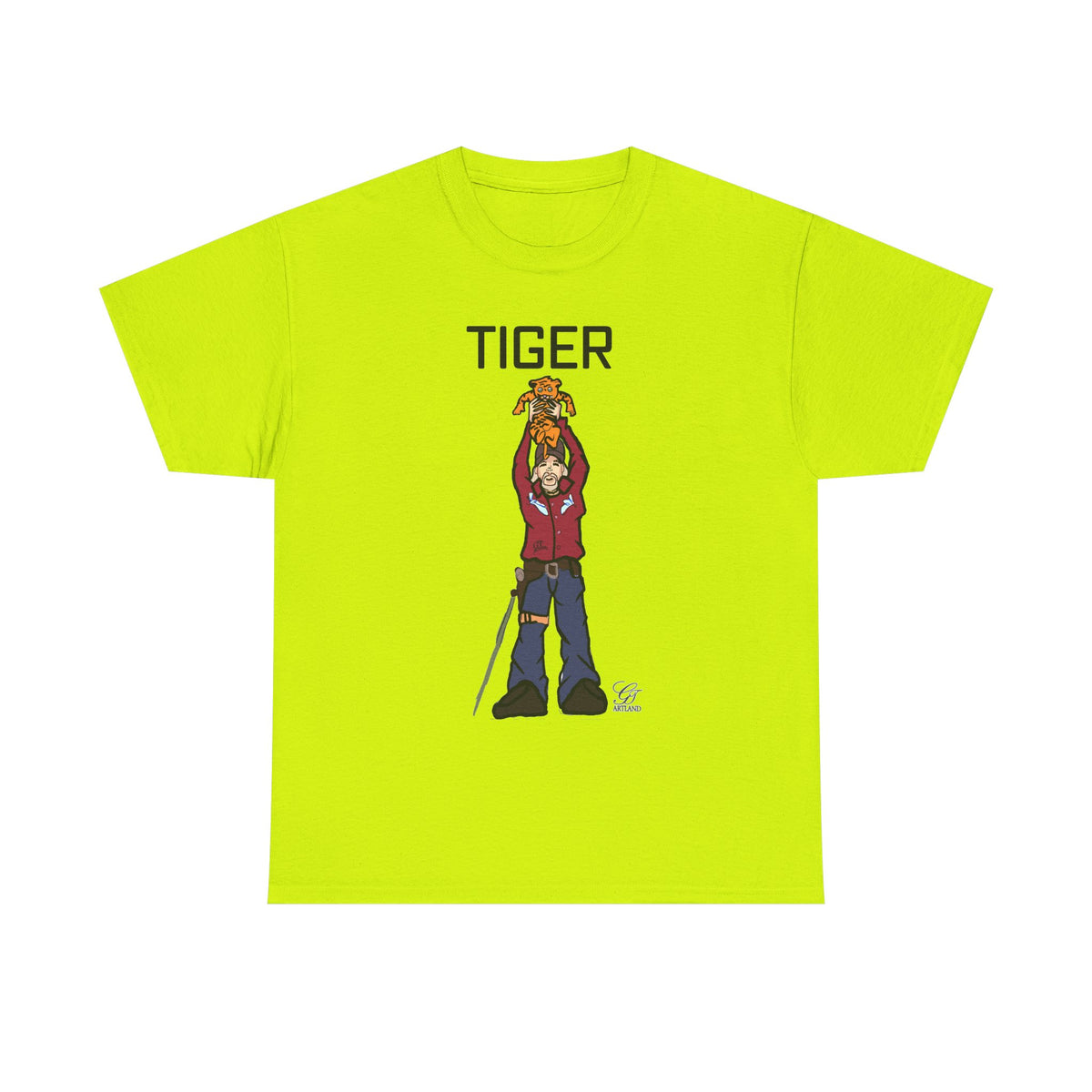 Tiger King T-Shirt | Character Holding Tiger Illustration by GT Artland