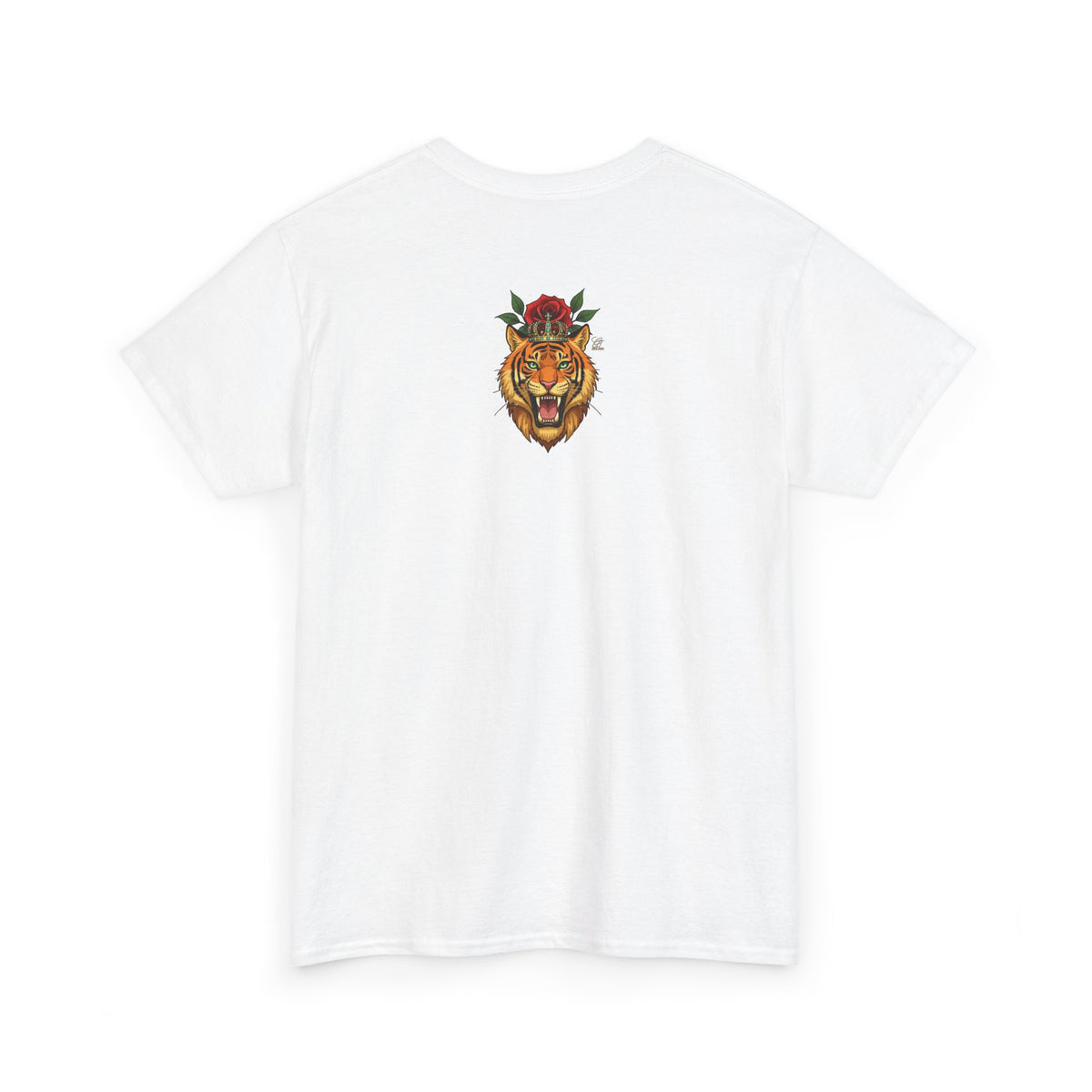 Roaring Tiger with Rose Tee | Floral Tiger T-Shirt by GT Artland