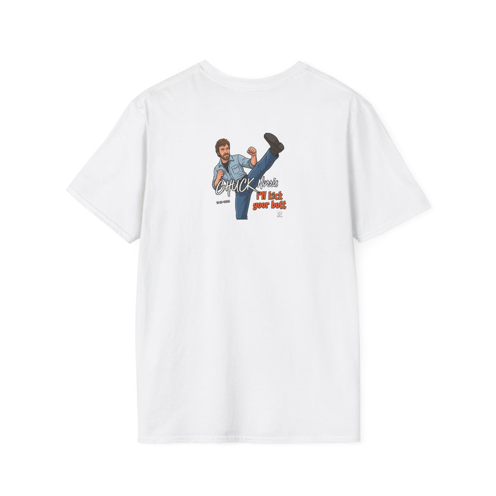 Chuck Norris Kick Illustration T-Shirt | I'll Kick Your Butt text by GT Artland