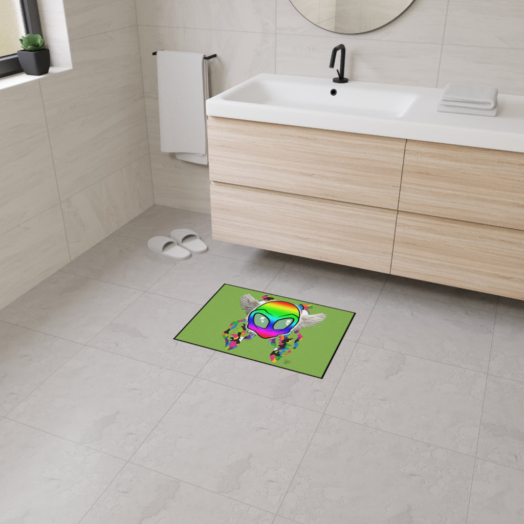 Rainbow Alien with Wings  Floor Mat | UFO, Colorful Space Design