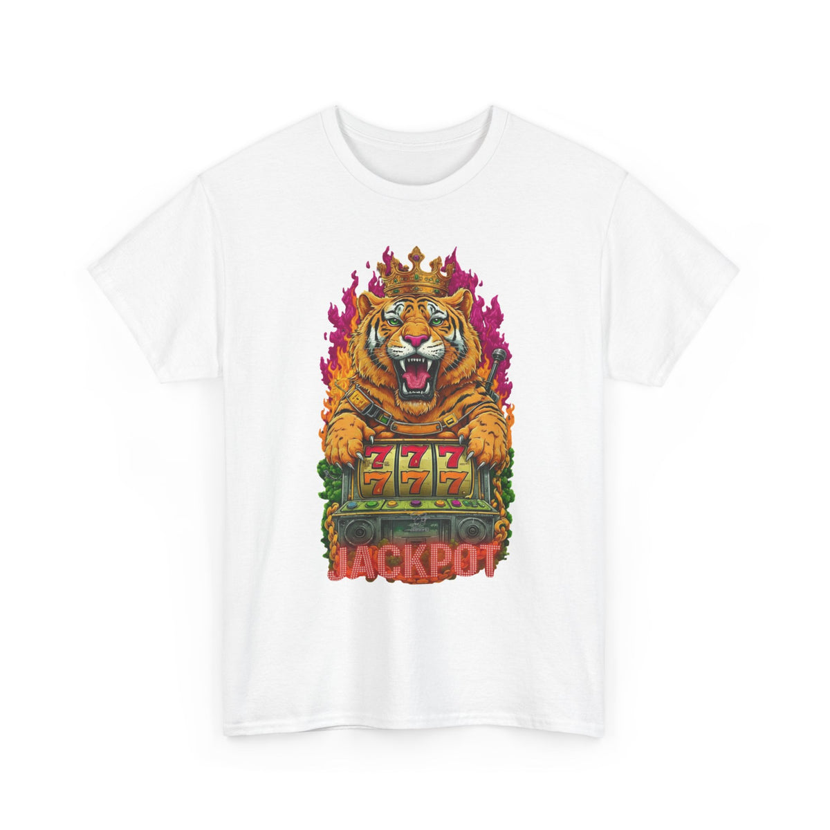 Roaring Tiger Jackpot T-Shirt | Slot Machine 777 Casino Graphic by GT Artland